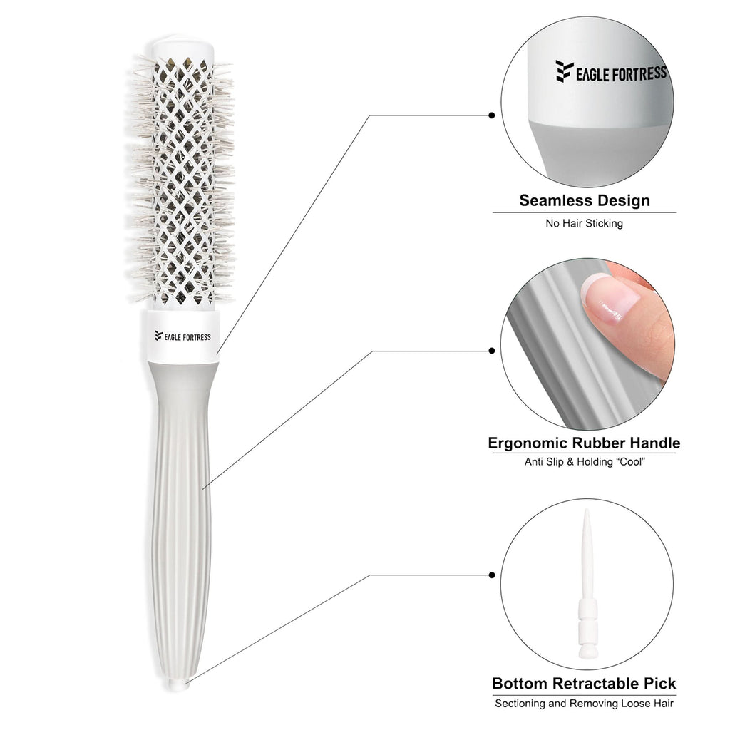 Eagle Fortress XL Ceramic + Ionic Round Hair Brush 0.98 in - Grey