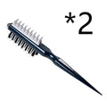 Navy blue hairbrush with white bristles on a white background
