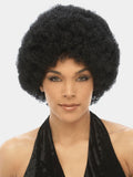 Harlem 125 Jumbo Afro Synthetic Wig Color 4 Medium Dark Brown, voluminous natural textured jumbo afro wig for women, curly synthetic hair wig, full rounded afro hairstyle, protective style, Black beauty hair fashion by Thai Luxury Hair