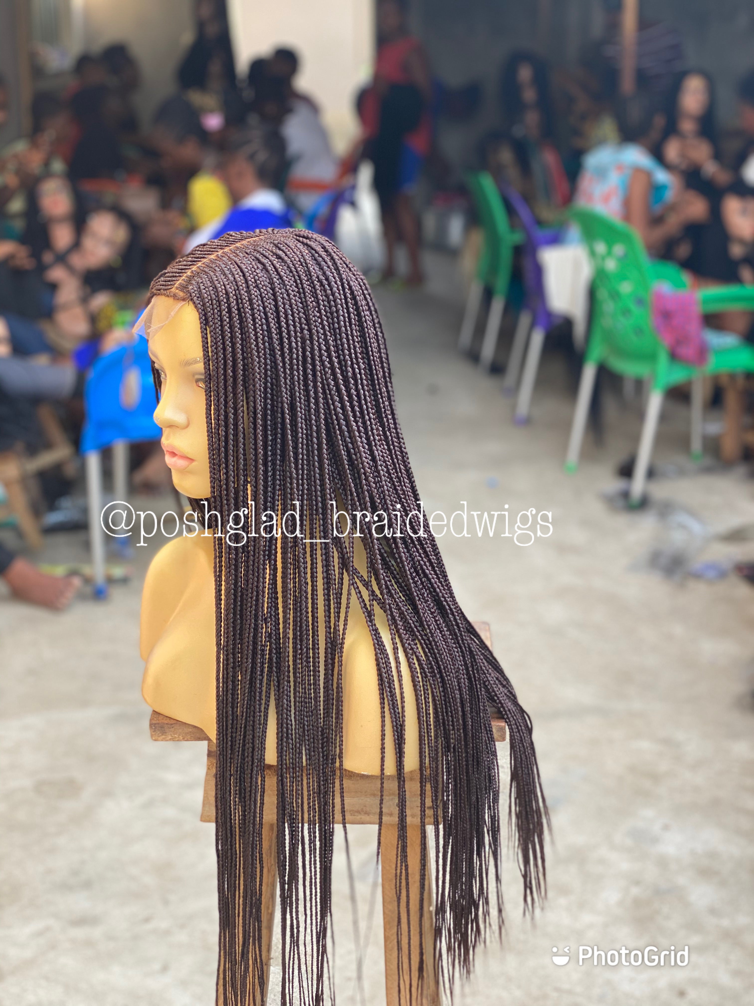 Cornrow Braid Wig "6 by 2 Closure Lace" Midback Length (Thelma)