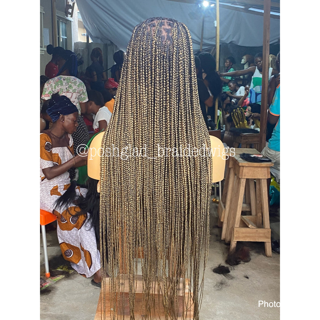 Knotless Braid Wig (Full Lace Custom Color) Glueless, Scalp-Looking