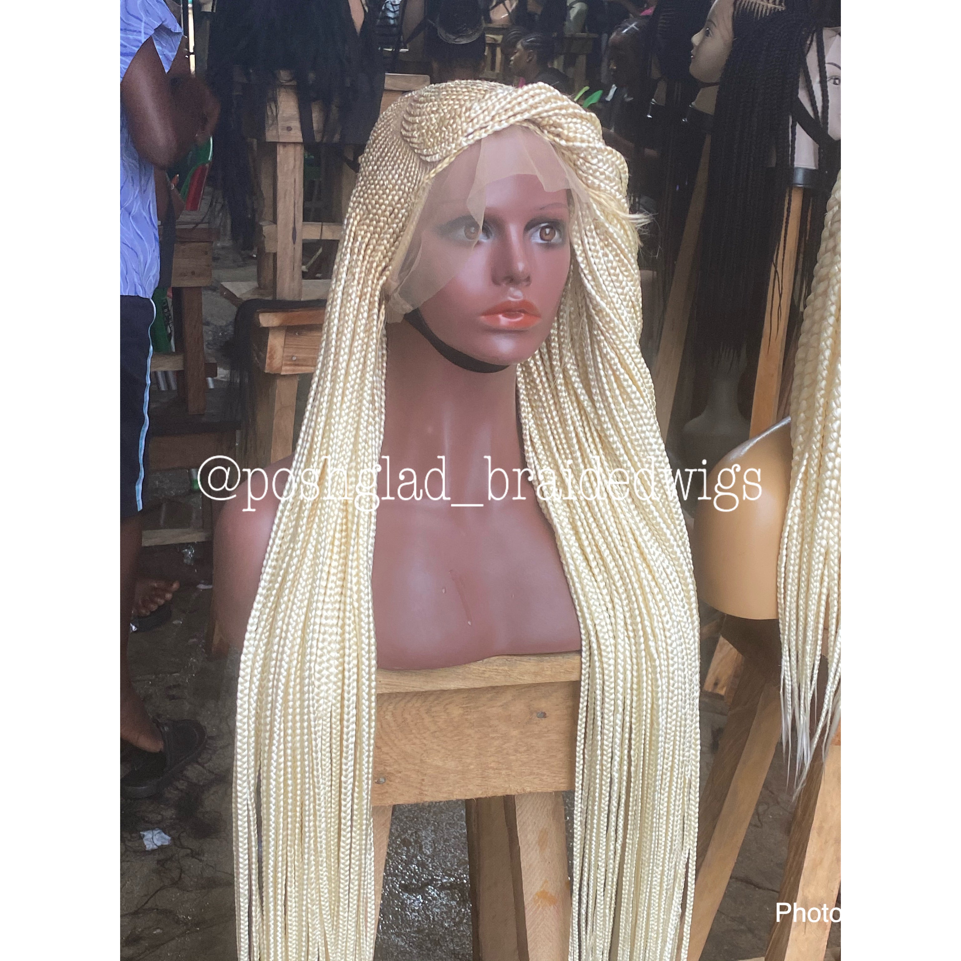 Cornrow Braid Wig - Color 613 Bonde - Bobrisky Inspired
