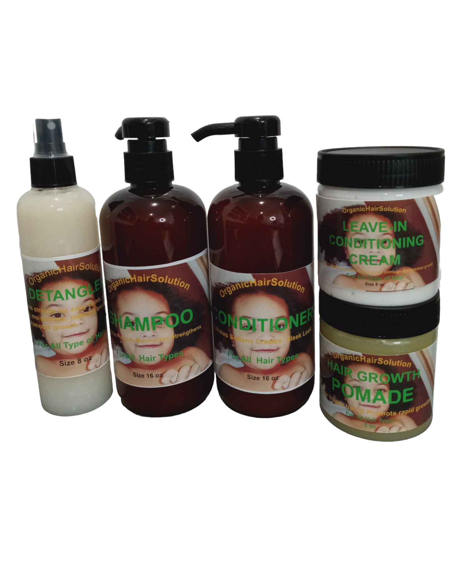 KIDS Hair Growth Set For All Hair Types With Jojoba seed-Mustard-Castor-Tea Tree-Argan-Avocado-Vitamin E (5 products),