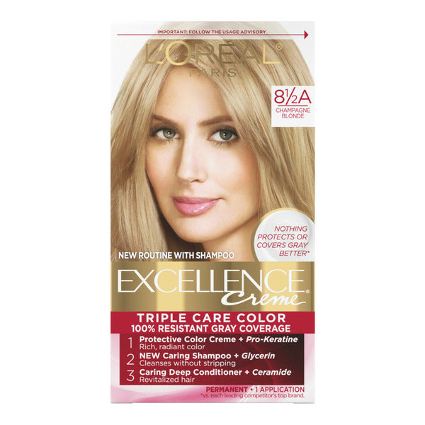 L'Oreal Creme Permanent Triple Care Hair Color, 8.5A Champagne Blonde