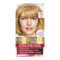 L’Oréal Paris Excellence Crème Triple Care Permanent Hair Color 8G Medium Golden Blonde box with model, 100% gray coverage, shampoo and conditioner.