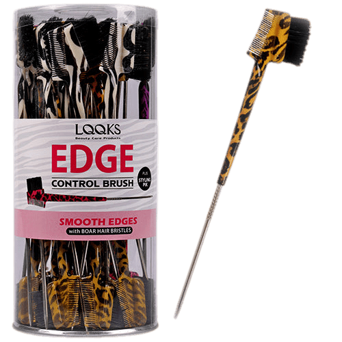 The LQQKS Edge Control Brush, a professional-grade styling tool featuring a sleek, ergonomic handle and durable bristles designed for precision edge control and baby hair styling, displayed against a clean background.