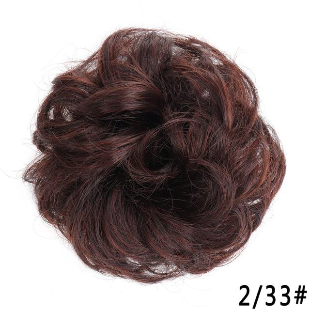 Dark Brown Synthetic Curly Messy Bun Chignon Hairpiece for Women & Girls, Heat-Resistant Donut Bun Extension, Easy Updo Ponytail Hair Accessory