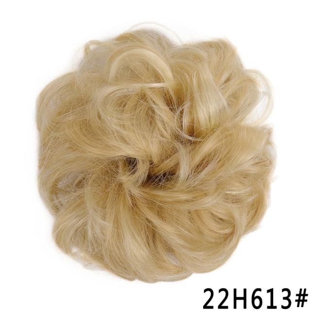 Blonde Synthetic Curly Messy Bun Chignon Hairpiece for Women & Girls, Heat-Resistant Donut Bun Ponytail Extension, Easy Updo Hair Accessory 22H613