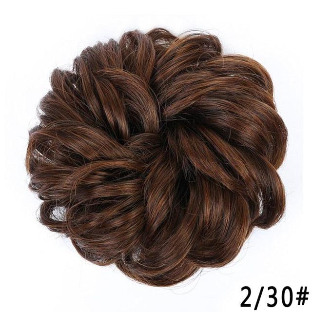 Dark Brown Synthetic Curly Messy Bun Chignon Hairpiece for Women & Girls, Heat-Resistant Donut Bun Extension, Easy Updo Hairpiece
