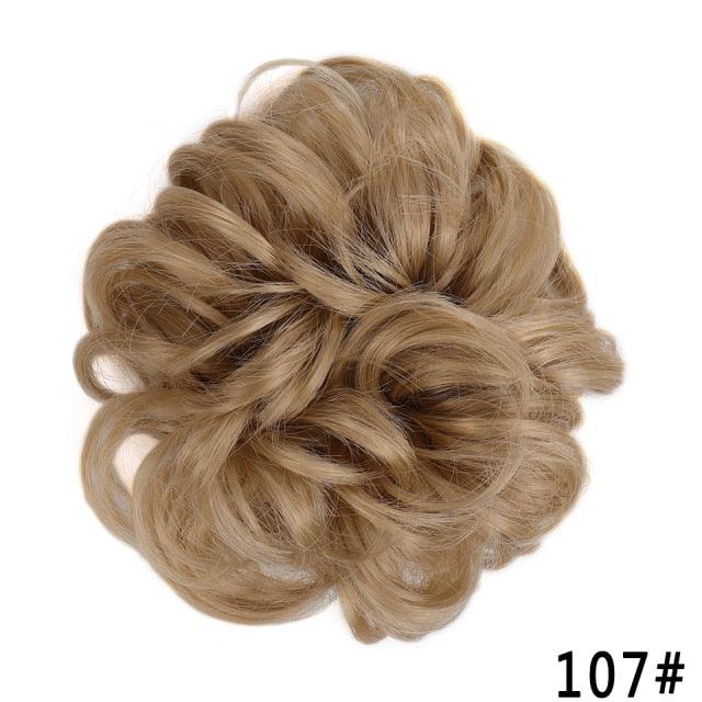 Blonde Synthetic Curly Messy Bun Chignon Hairpiece for Women & Girls, Heat-Resistant Donut Bun Ponytail Extension, Color 107