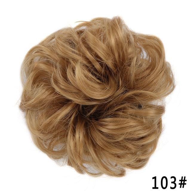 Blonde Synthetic Curly Messy Bun Chignon Hairpiece for Women & Girls, Heat-Resistant Donut Bun Extension, Easy Updo Ponytail Hair Accessory, Color 103