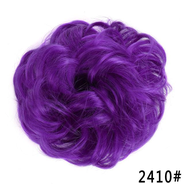 Purple Synthetic Curly Messy Bun Chignon Hairpiece for Women & Girls, Heat-Resistant Donut Bun Hair Extension, Color 2410