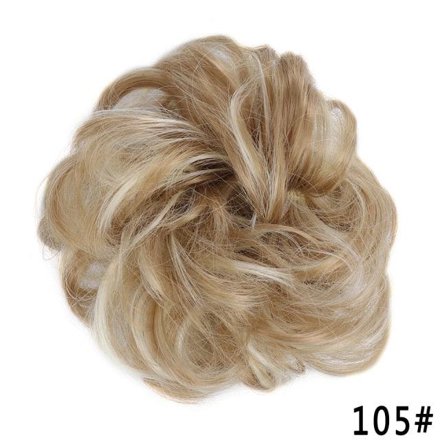 Blonde Synthetic Curly Messy Bun Chignon Hairpiece for Women & Girls, Heat-Resistant Donut Bun Extension, Easy Updo Ponytail Hair Accessory, Color 105