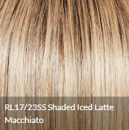 Close-up of hair color swatch labeled RL17/23SS Shaded Iced Latte Macchiato.