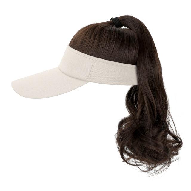 Ponytail Extension Cap hair Synthetic Wig Curly Wavy Wigs with Visor Hat hair Wigs for Women Hat Baseball Wigs For Black Women Cosplay Wigs For Women