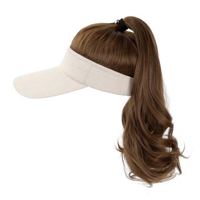 Ponytail Extension Cap hair Synthetic Wig Curly Wavy Wigs with Visor Hat hair Wigs for Women Hat Baseball Wigs For Black Women Cosplay Wigs For Women