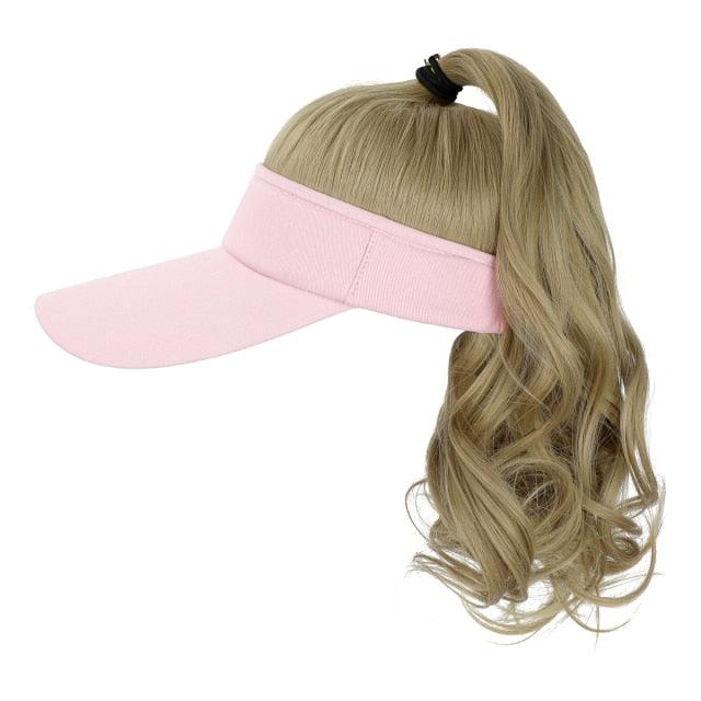 Ponytail Extension Cap hair Synthetic Wig Curly Wavy Wigs with Visor Hat hair Wigs for Women Hat Baseball Wigs For Black Women Cosplay Wigs For Women