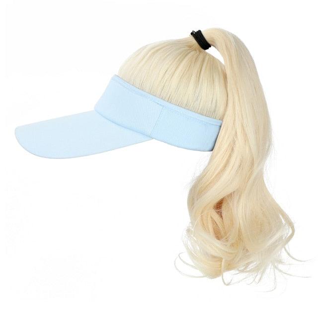 Ponytail Extension Cap hair Synthetic Wig Curly Wavy Wigs with Visor Hat hair Wigs for Women Hat Baseball Wigs For Black Women Cosplay Wigs For Women