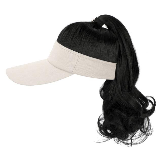 Ponytail Extension Cap hair Synthetic Wig Curly Wavy Wigs with Visor Hat hair Wigs for Women Hat Baseball Wigs For Black Women Cosplay Wigs For Women
