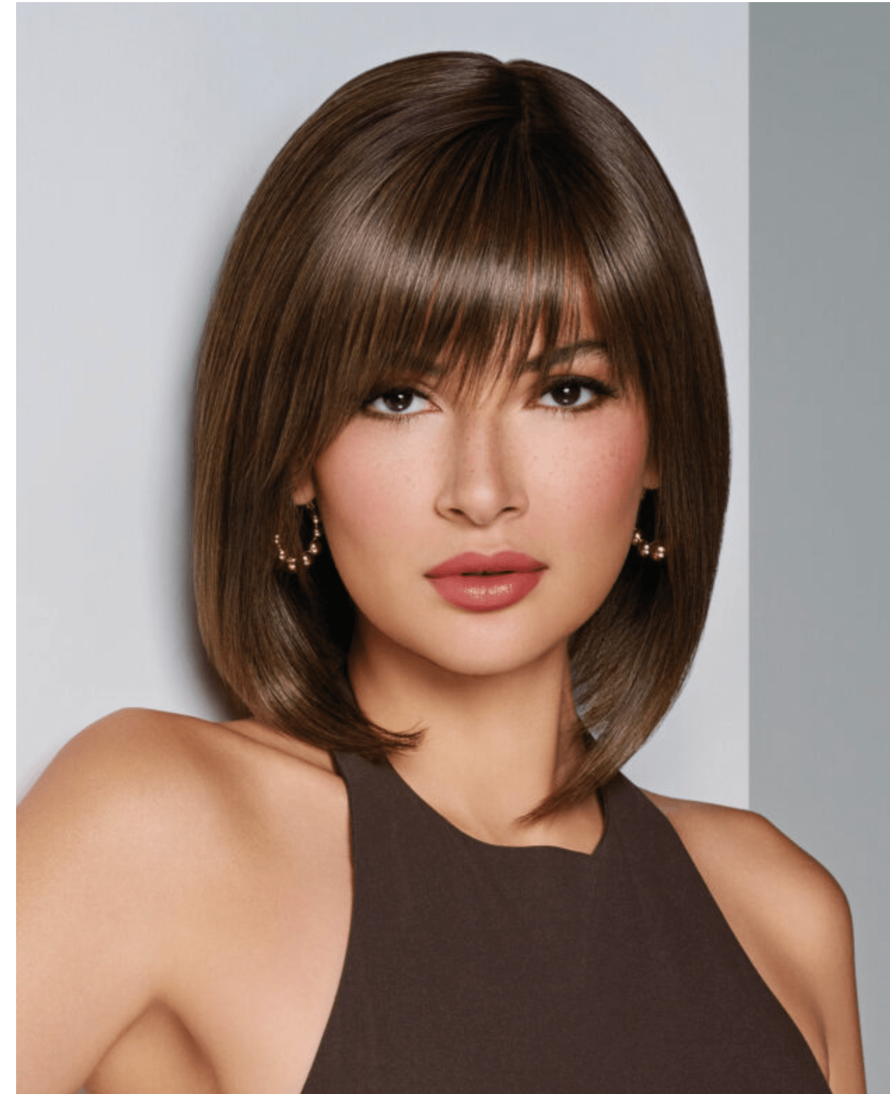 Raquel Welch Sheer Luxury Collection, Straight to Camera Shoulder-Length Layered Wig with Feather Lite Fiber Luxlite Cap Ll, Average, RL9/24SS Iced Cafe Latte
