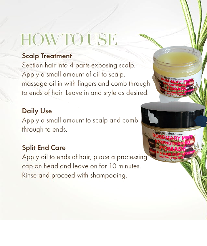 Wholesale-Organics Rosemary Mint Strengthening Hair Pomade, Grease-Scalp & Hair Treatment (24 pack)