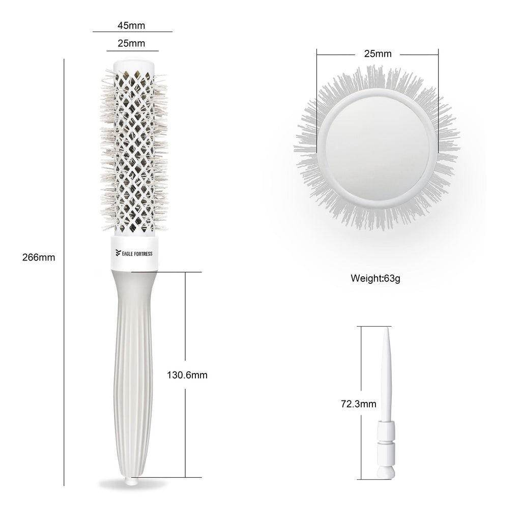 Eagle Fortress XL Ceramic + Ionic Round Hair Brush 0.98 in - Grey