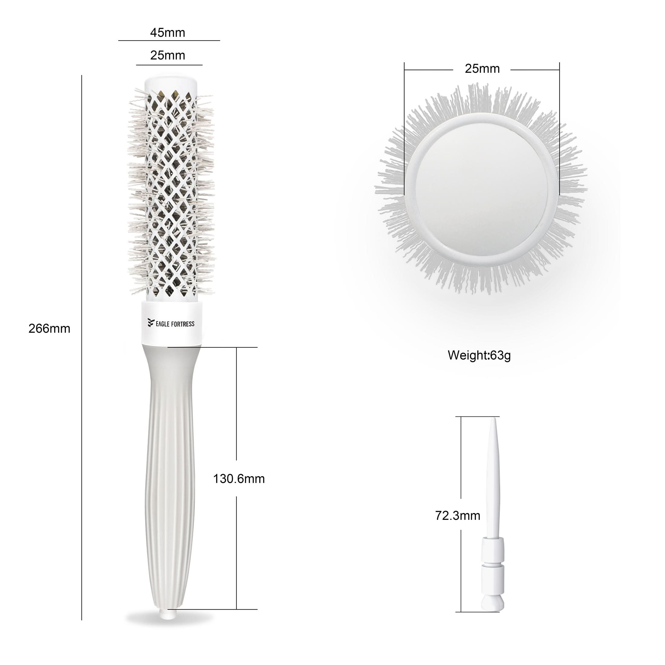 Eagle Fortress XL Ceramic + Ionic Round Hair Brush 0.98 in - Grey