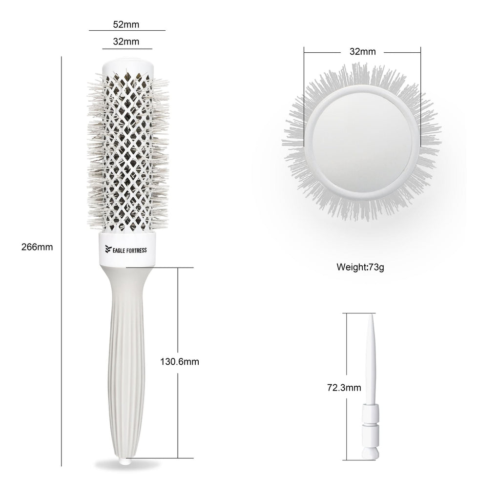Eagle Fortress XL Ceramic + Ionic Round Hair Brush 1.26 in - Grey