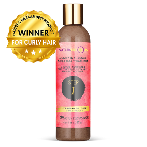 Step 1: Moroccan Rhassoul 5-in-1 Clay Treatment (For Loose Curls)