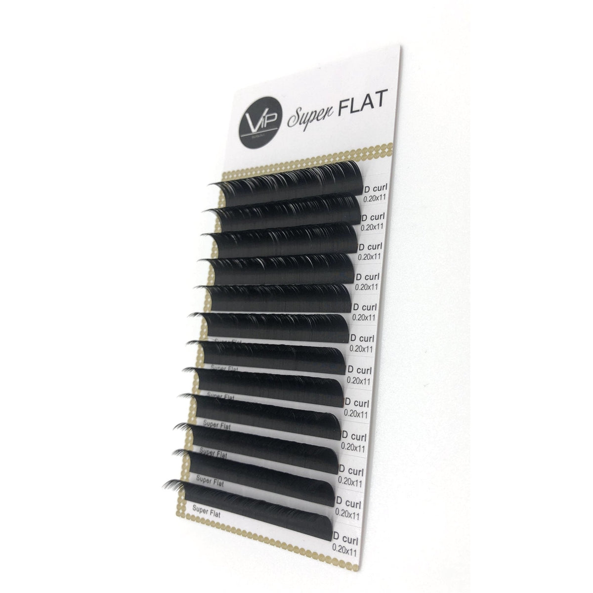Eyelash extension package with 'Super Flat' branding on a white background